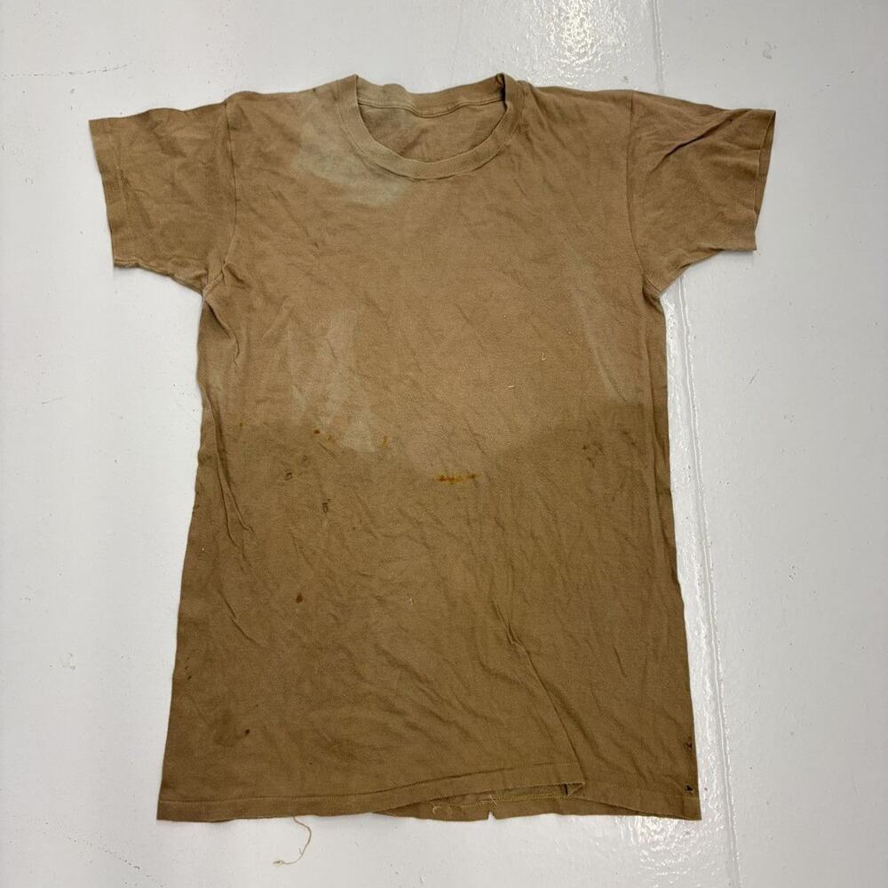 Vintage 70s Brown Cotton Blank Distressed T-Shirt